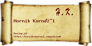 Hornik Kornél névjegykártya